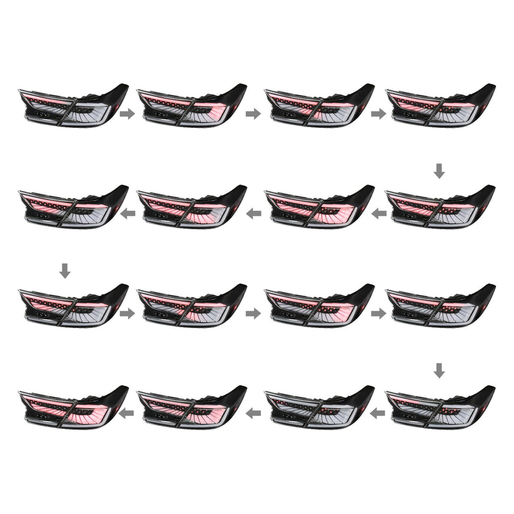 Spec-D -  Side Matte Black Sequential Fiber Optic LED Tail Lights Pair 2018-2022