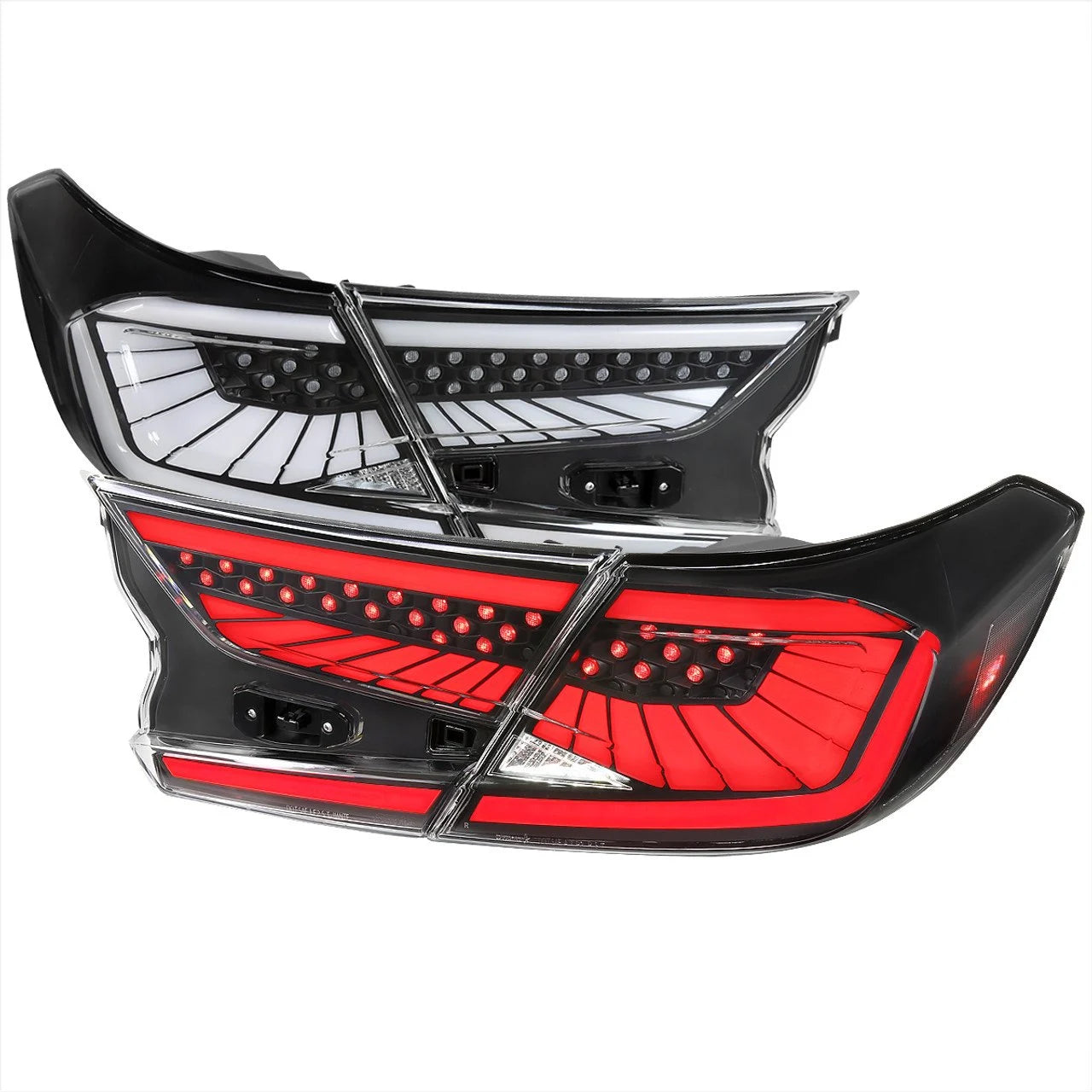 Spec-D -  Side Matte Black Sequential Fiber Optic LED Tail Lights Pair 2018-2022