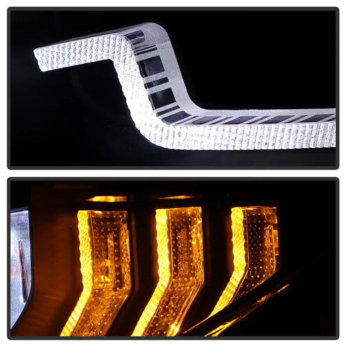 Spyder® - Signature Series Driver and Passenger Side Black LED DRL Bar Projector Headlights with Sequential Turn Signal